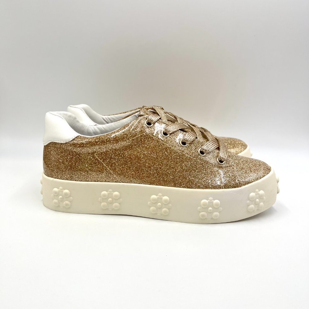 Katy Perry Womens Size 7.5‎ The Florral Champagne Sparkly Sneakers Shoes 7.5M